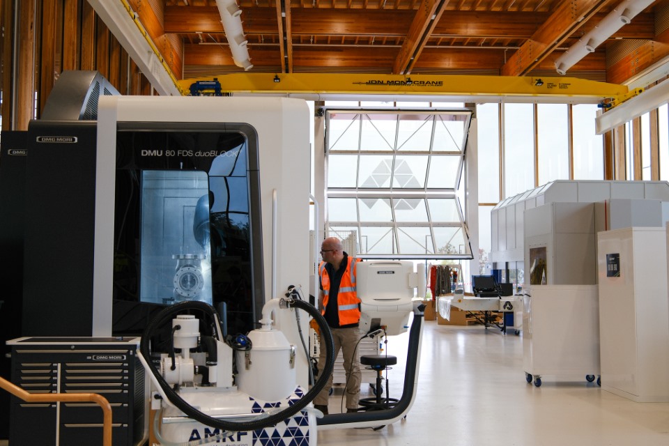 Machine inside the AMRF manufacturing hall in Bradfield City First Building