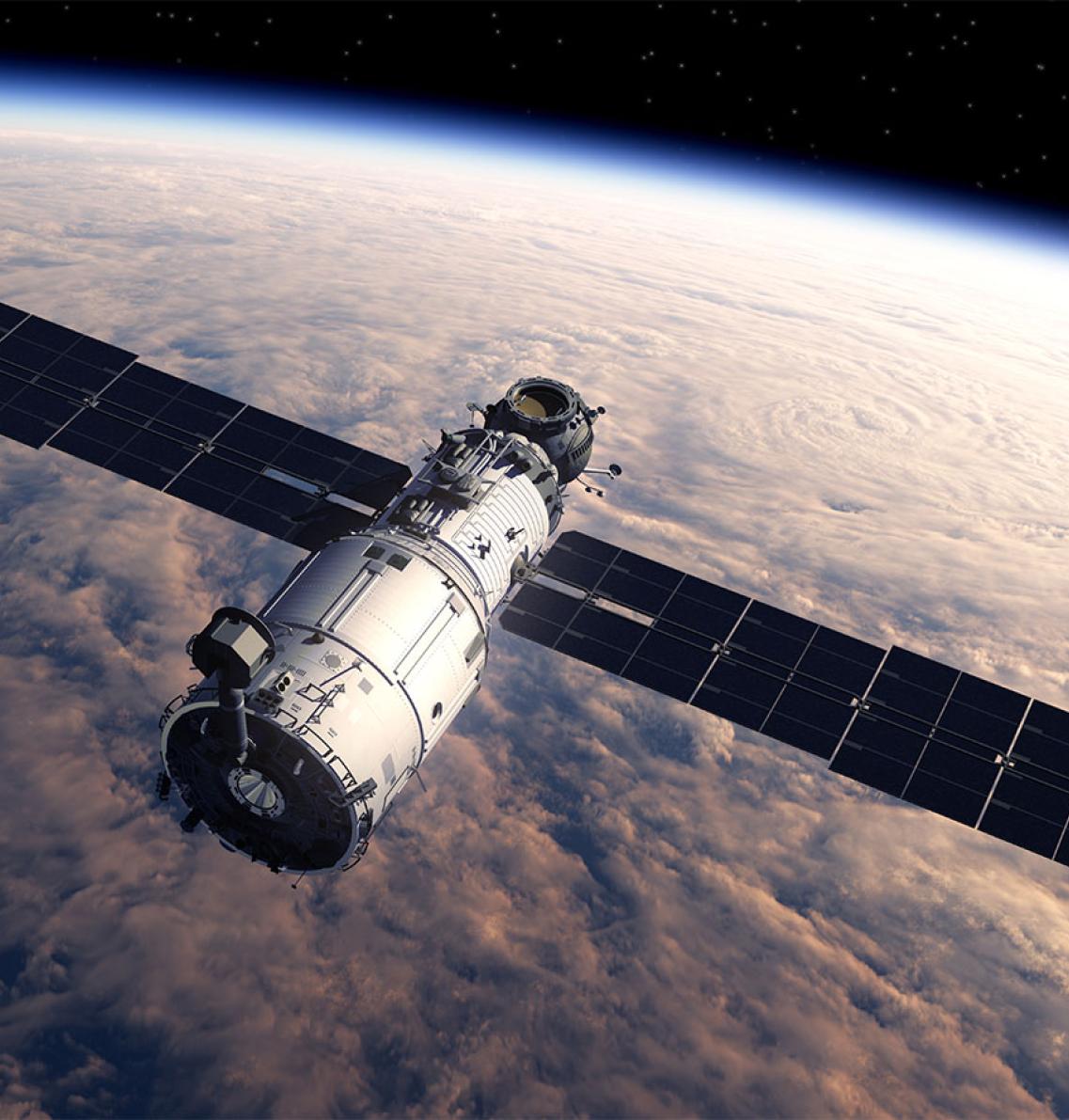 A satellite orbiting the earth 