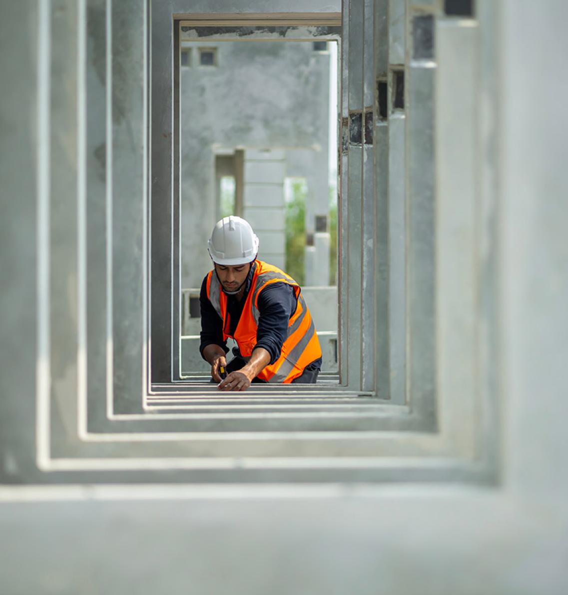 A construction worker on a building site