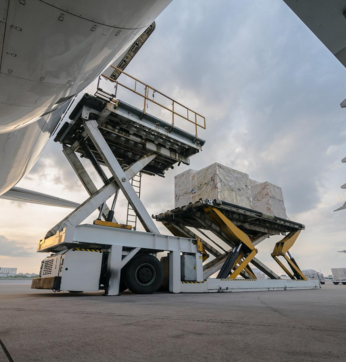 Freight being loaded into a plane