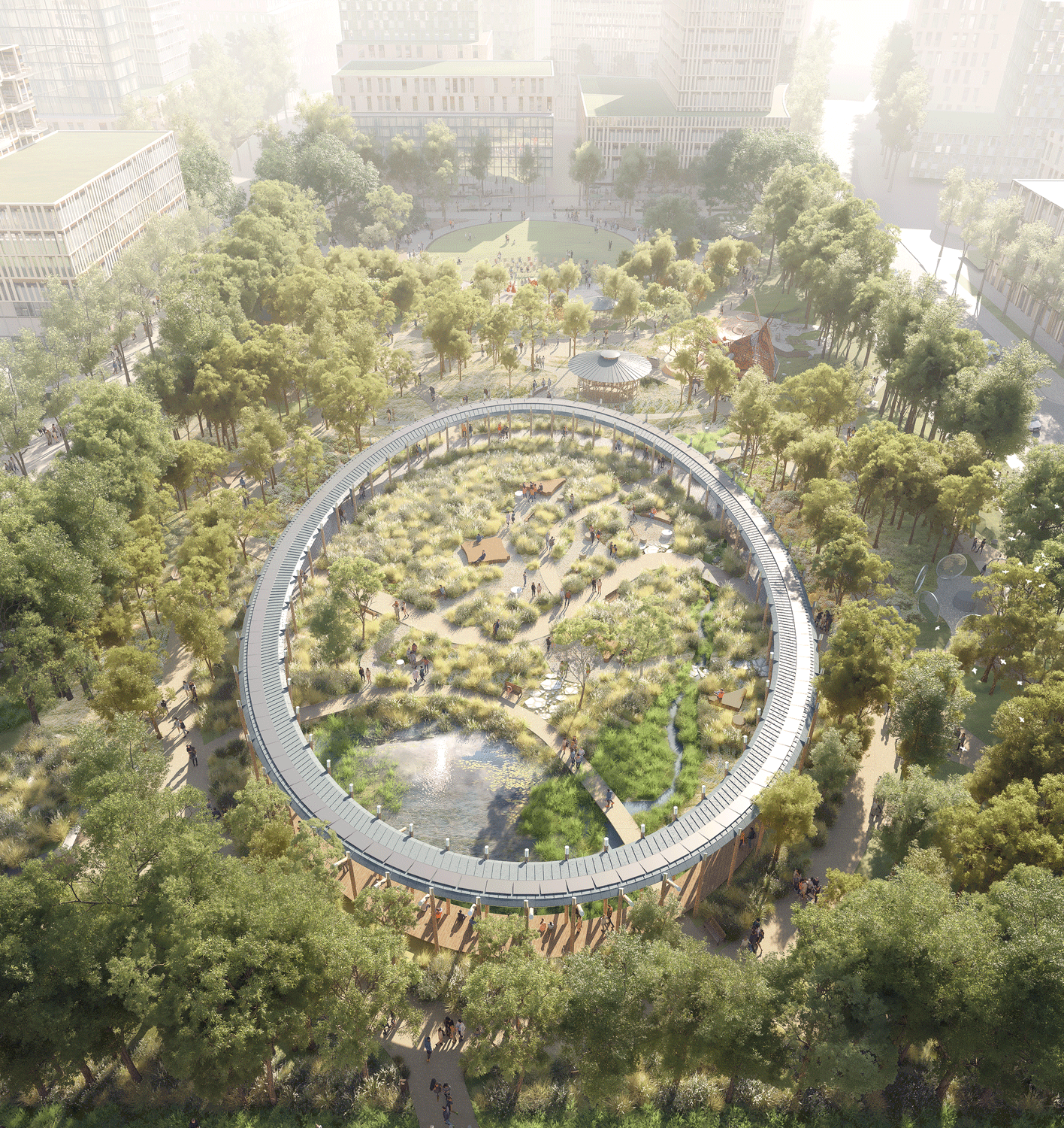 Aerial view of a park