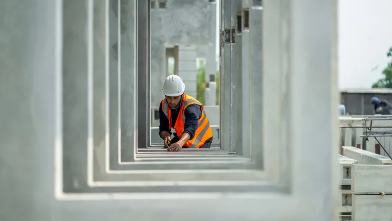A construction worker on a building site
