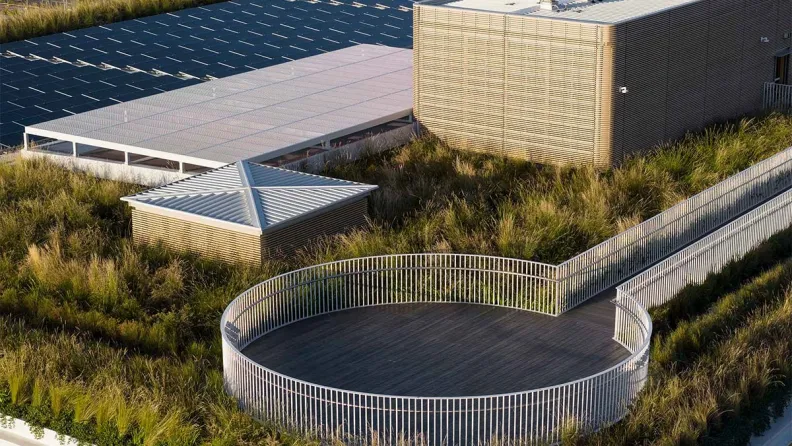 A roof featuring bio solar and viewing platform