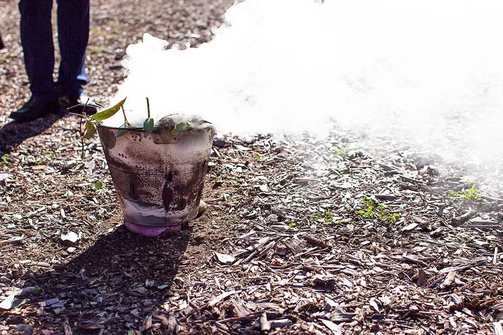 Smoke produced from burning leaves