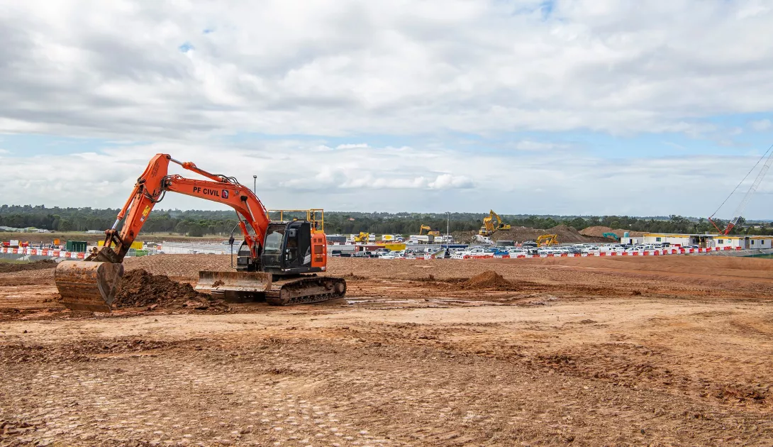Excavator on a construction site.