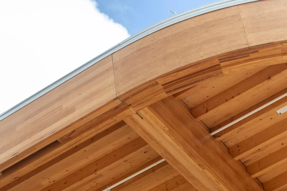 Underside of the timber eaves in the First Building