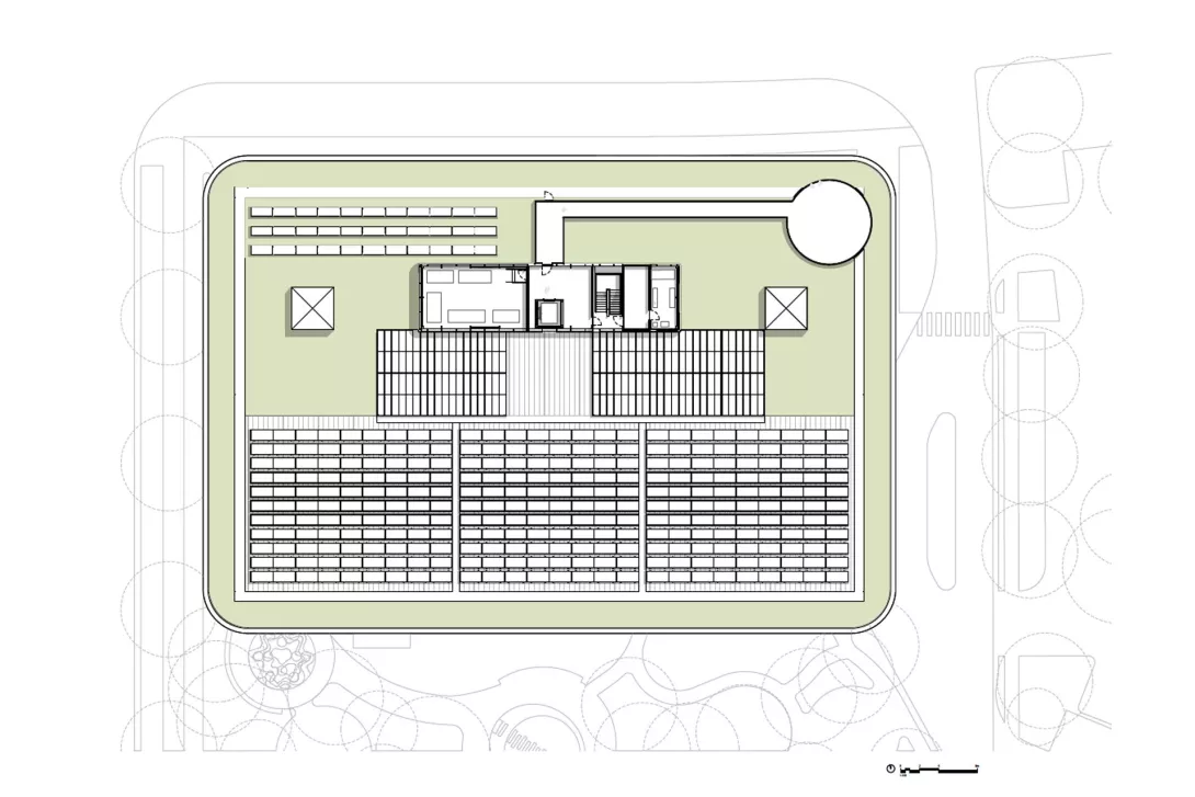 Plans detailing the rooftop design of First Building