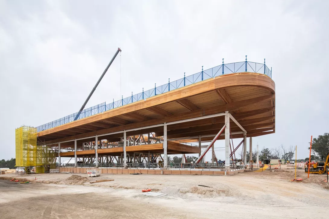 First Building under construction shown from the outside