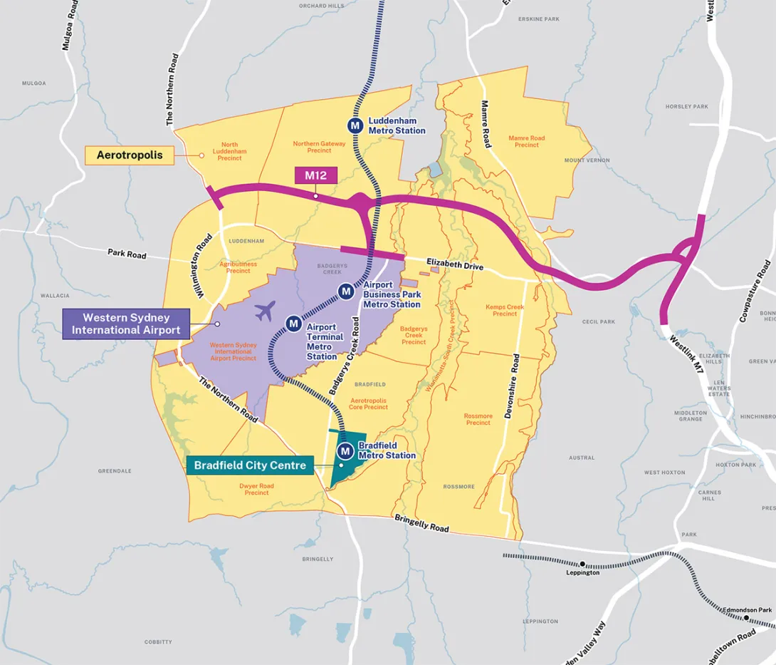 Map of the Western Sydney Aerotropolis