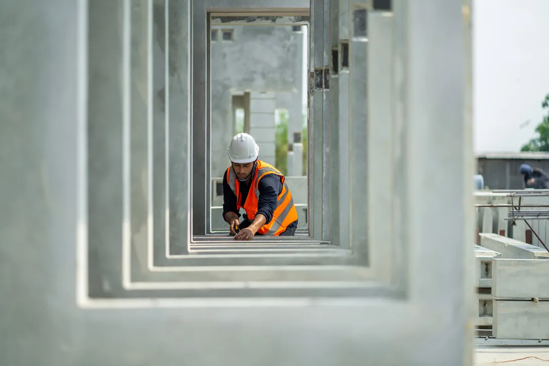A construction worker on a building site