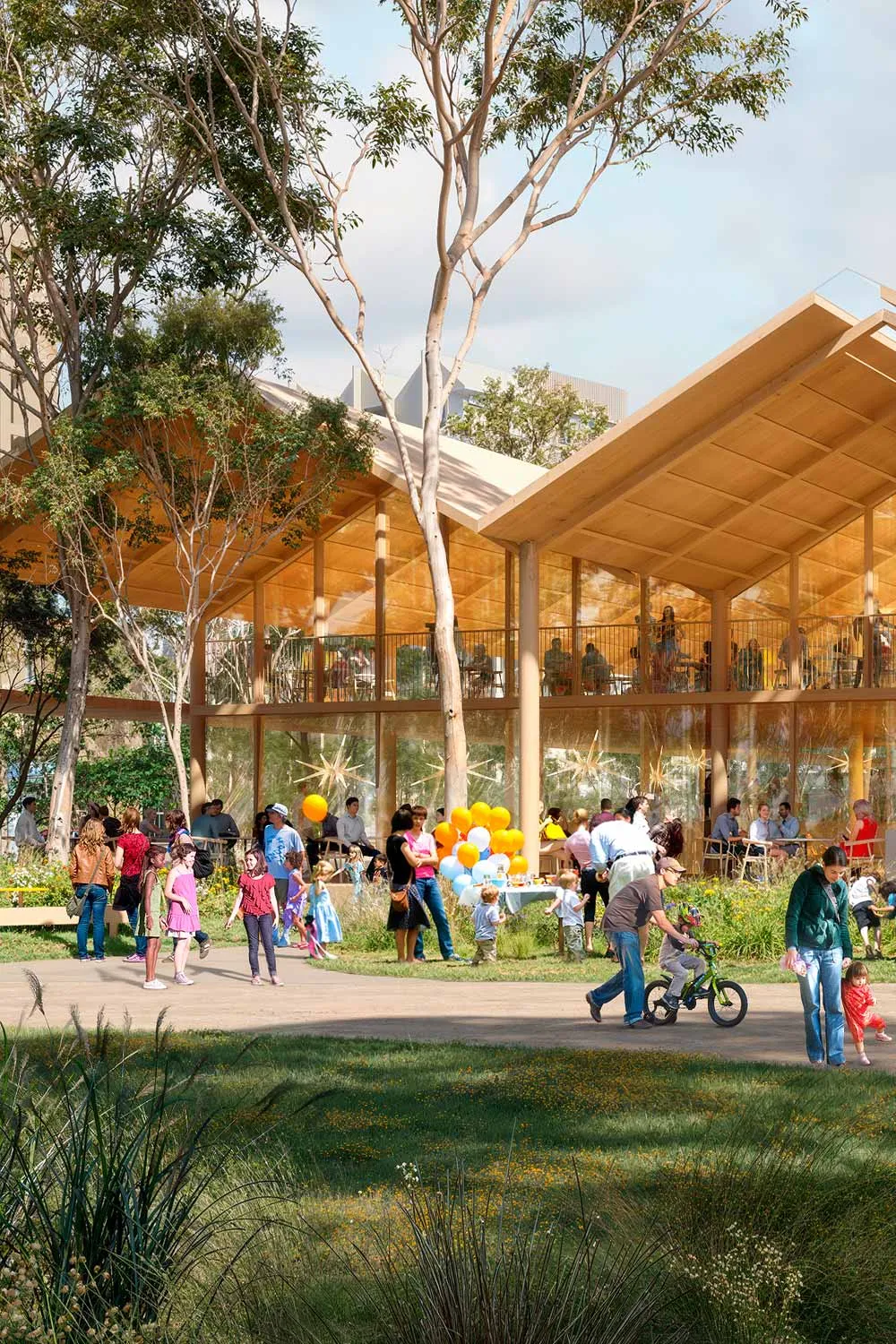 People engaging in outdoor recreational activities in a park